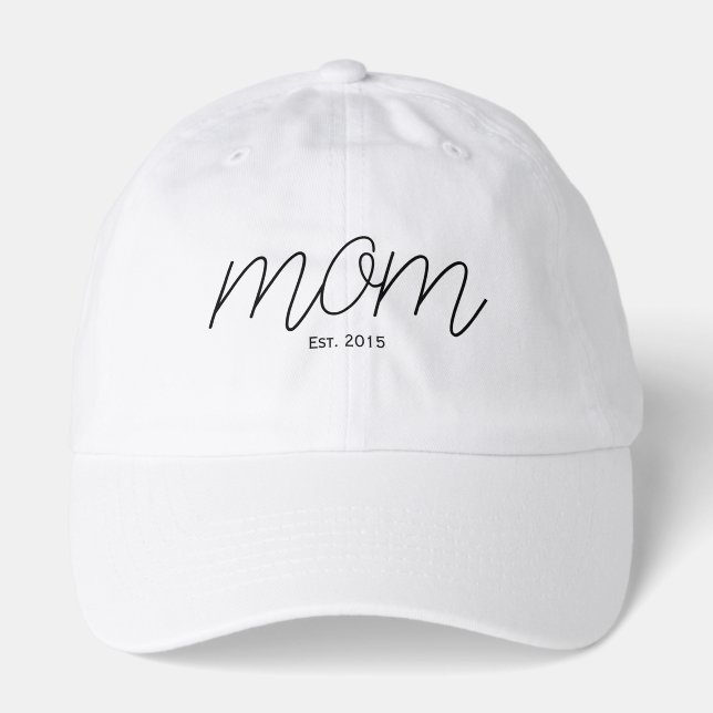 Black Script Established Mom White  Hat (Front)