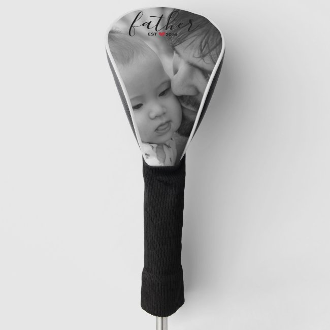 Black Script Father Established Year Photo Golf Head Cover