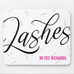 Black Script Faux Gold Lashes Mouse Pad