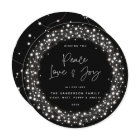 Black Script Font Peace Love+Joy Sparkling Lights