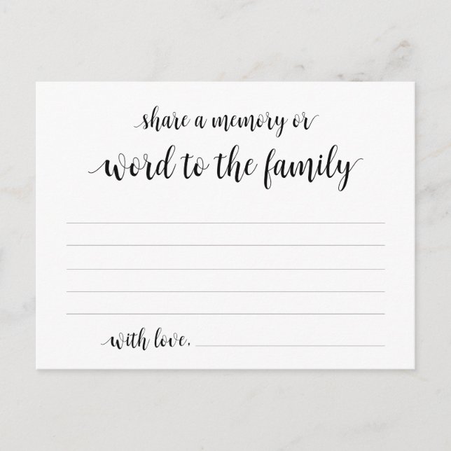 Black Script, Funeral Service, Share a memory Card (Front)