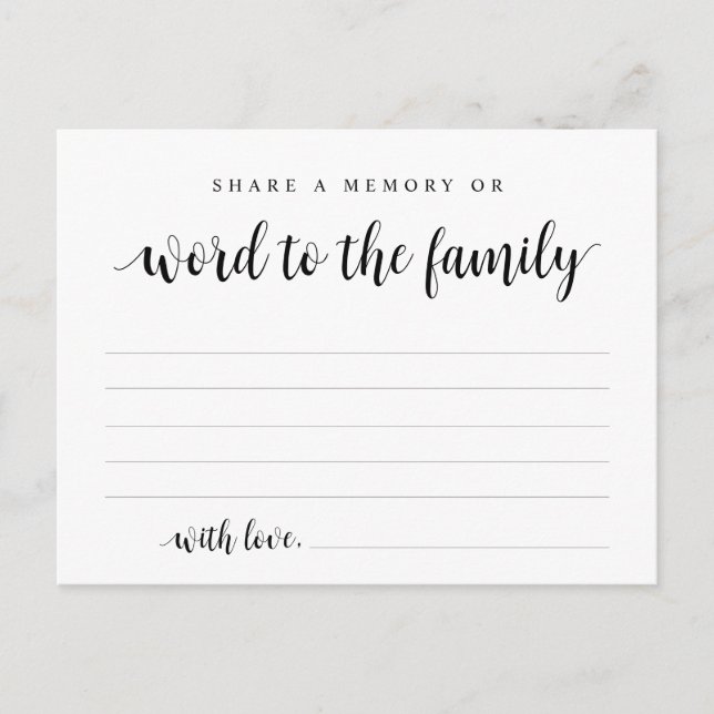 Black Script, Funeral Service, Share a memory Card (Front)