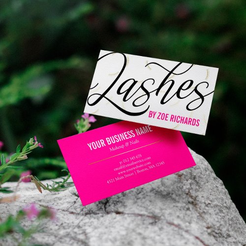 Black Script  Gold Lashes Business Card