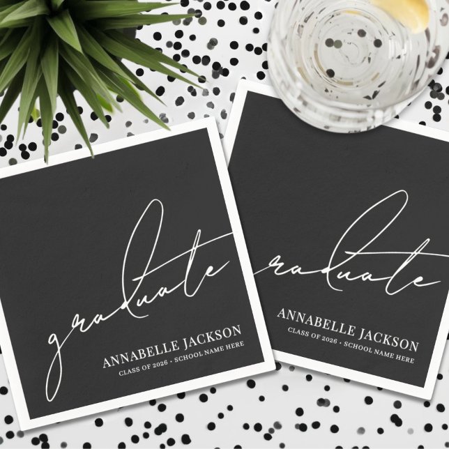 Black Script Graduation Napkins (Black Script Graduation Napkins)