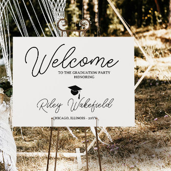 Black Script Graduation Party Welcome Foam Board by Paperpaperpaper at Zazzle