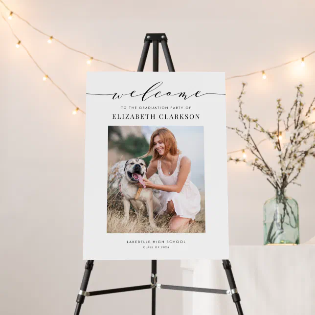 Black Script Graduation Photo Welcome Foam Board