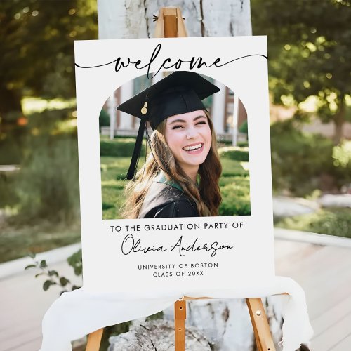 Black Script Graduation Photo Welcome