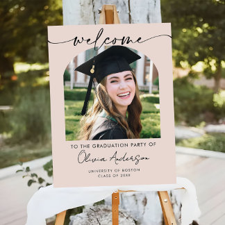 Black Script Graduation Photo Welcome Foam Board