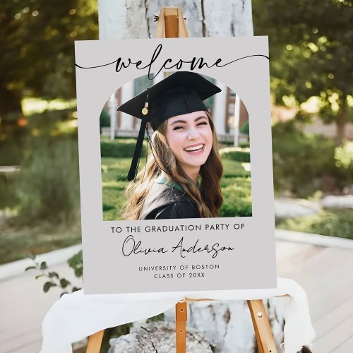 Black Script Graduation Photo Welcome