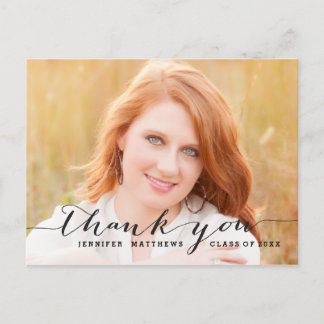 Black Script | Graduation Thank You Postcard
