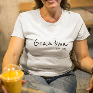 Black Script Grandma Established  T-Shirt