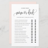 Black Script Guess Who Mom or Dad Baby Shower Game