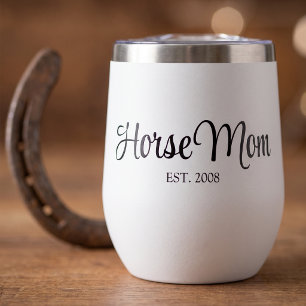 Black Script Horse Mom Established Thermal Wine Tumbler