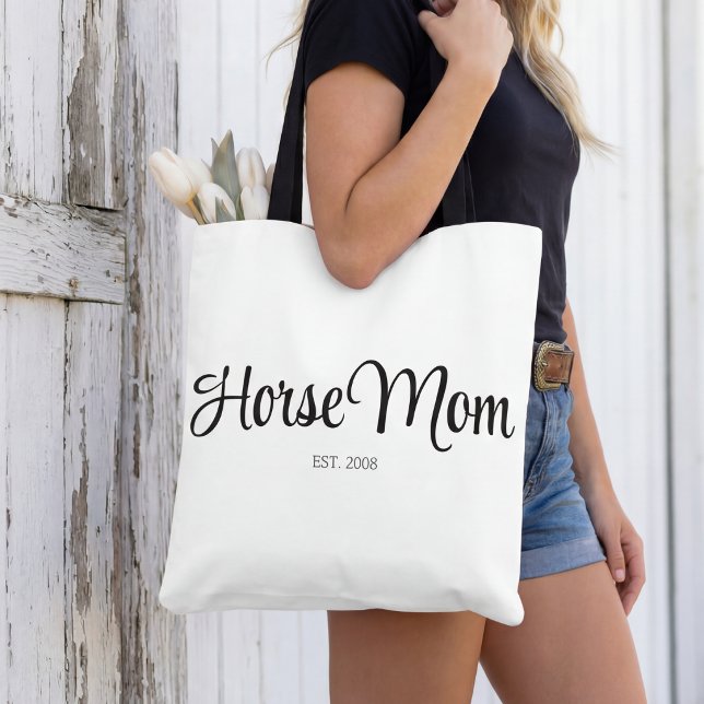 Black Script Horse Mom Established Tote Bag (Creator Uploaded)