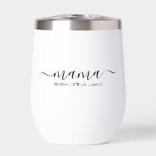 Black Script Kids Names Mama Thermal Wine Tumbler