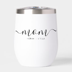 Black Script Kids Names Mom Thermal Wine Tumbler
