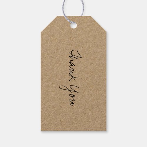 Black Script Kraft Thank You Gift Tag