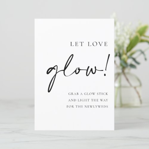 Black Script Let Love Glow Wedding Sign Menu