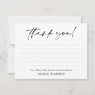 Black Script Lined Sympathy Funeral Thank You Card