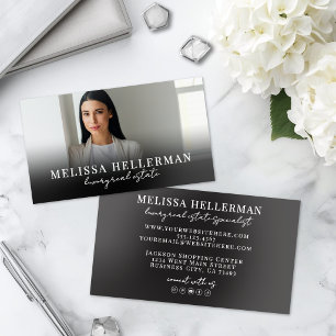 Black Script Luxury Real Estate Raised Spot UV Business Card
