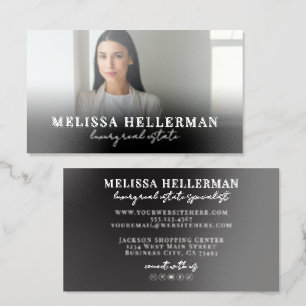 Black Script Luxury Real Estate Raised Spot UV Business Card