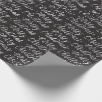 BLACK SCRIPT MERRY CHRISTMAS WRAPPING PAPER