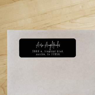 Black Script Modern Chic Return Address Label