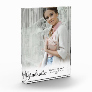 Black Script Modern Graduate Graduation Photo Block