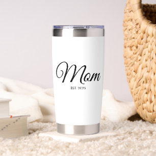 Black Script Mom Established New Mom Gift Insulated Tumbler