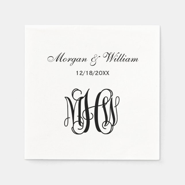 Black Script Monogram DIY BG Napkins (Front)