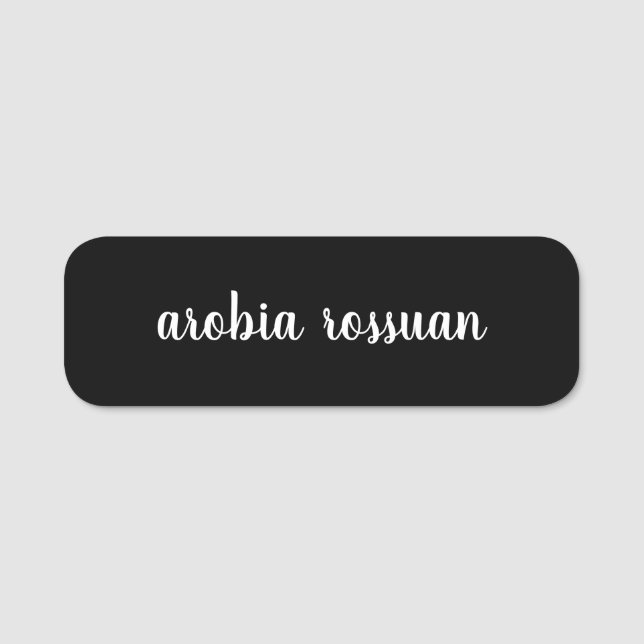 Black Script Monogram Name Tag | Custom Trendy  (Front)