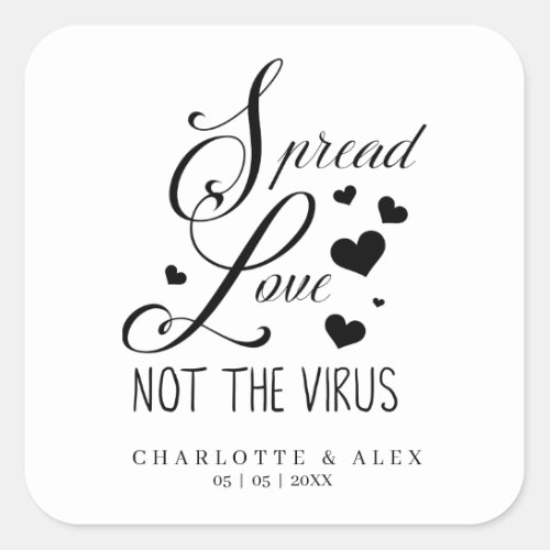 Black Script Motivational Quote Wedding Sanitizer Square Sticker
