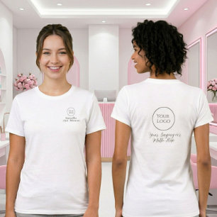 Black Script Nail Tech Employee Name Logo Saying T-Shirt