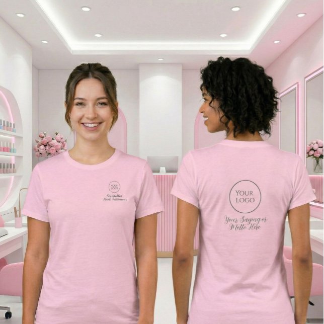 Black Script Nail Tech Employee Name Logo Saying  T-Shirt (Creator Uploaded)