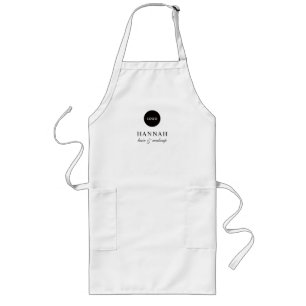 Black Script Name Business Logo Hair Makeup Long Apron