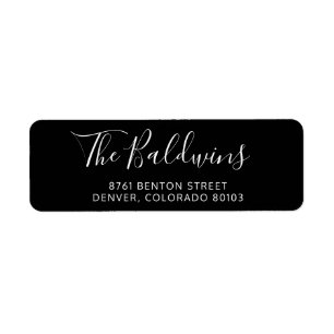 Black Script Name Modern Return Address Label
