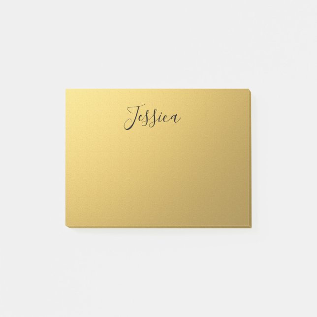 Black Script name on gold background Post-it Notes (Front)