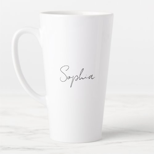 Black Script Name or Monogram on White Latte Mug