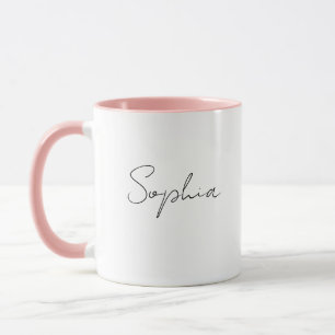 Black Script Name or Monogram on White Mug