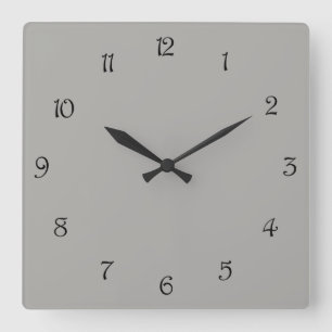 Black Script Numbers On Gray wct Square Wall Clock