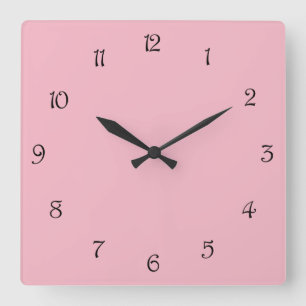 Black Script Numbers On Pink wccnt Square Wall Clock