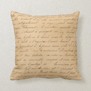 Black Script on Tan Throw Pillow