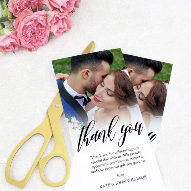 Black Script Overlay Wedding Photo Thank You (Creator Uploaded)