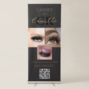 Black Script Photo Lashes Business  Retractable Banner