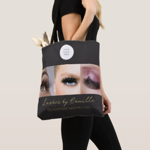 Black Script Photo Lashes Business  Tote Bag