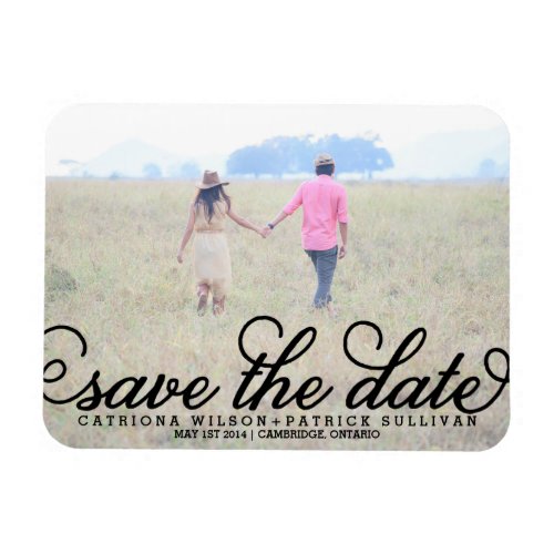 Black Script Photo Save the Date Magnets