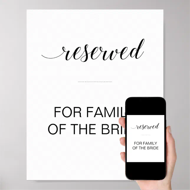 Black Script Reserved Table Wedding Sign | Zazzle