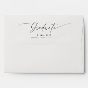 Black Script Return Address Graduation Envelope