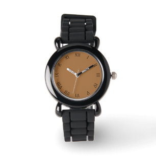 Black Script Roman Numbers on Brown wacnt Watch