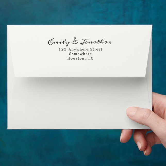 Black Script Serif Name Return address wedding Envelope (Hand)